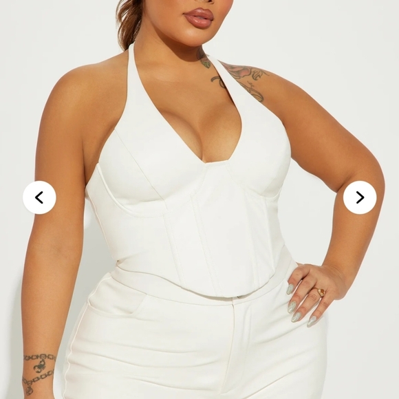 After Party Winter White Faux Leather Pants Set- Top 1X, Bottom 2X! - Picture 2 of 3